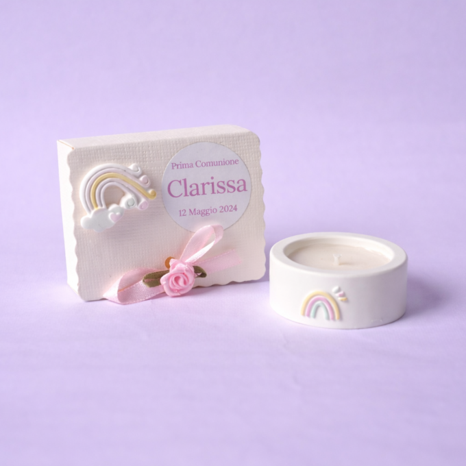 bomboniera segnaposto candela economica battesimo comunione cresima matrimonio